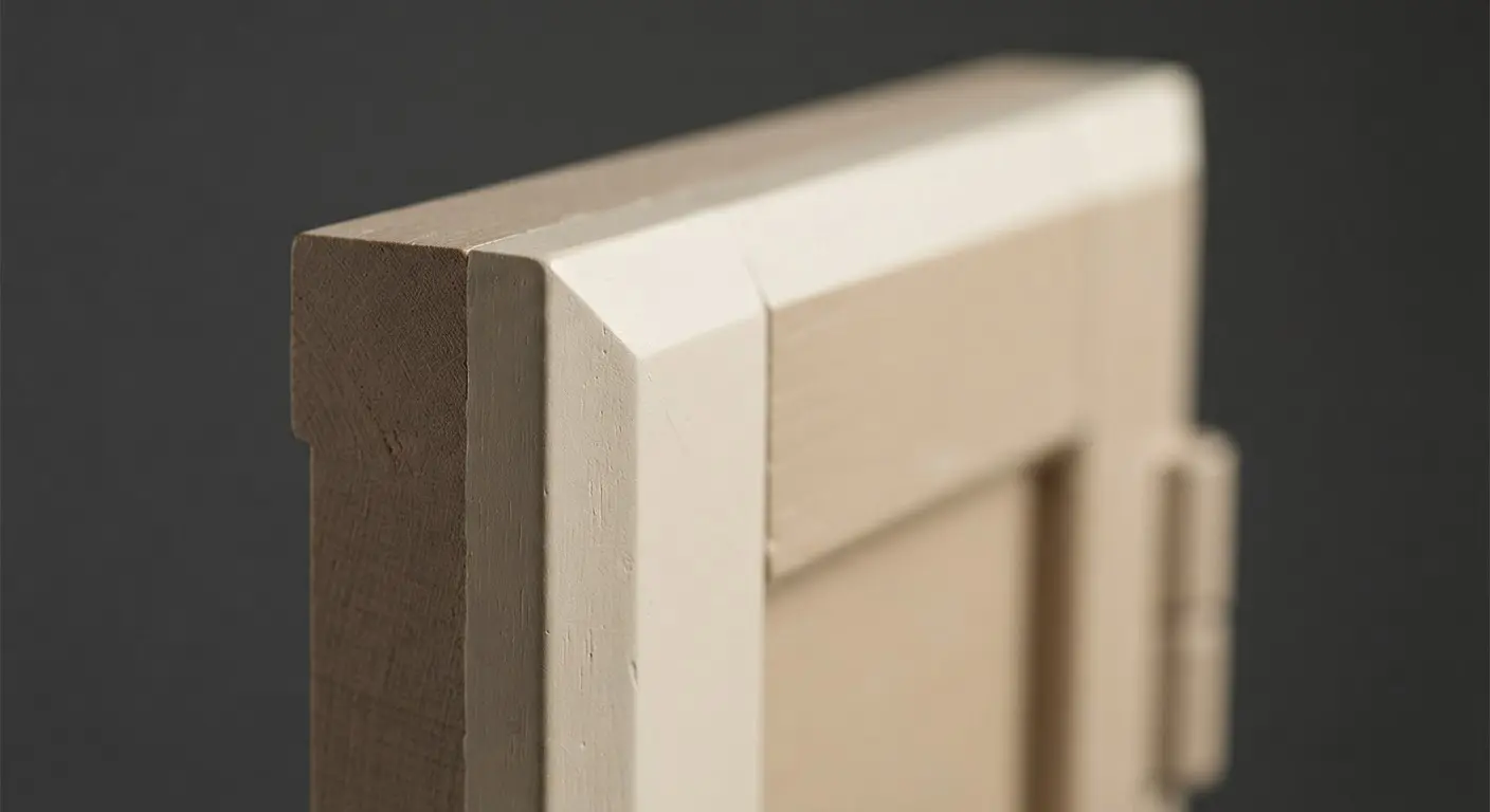 Dettaglio dell'angolo di una persiana in legno