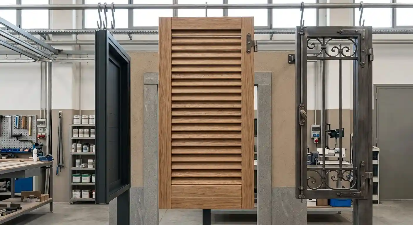 Persiane verniciate appese, in legno e alluminio